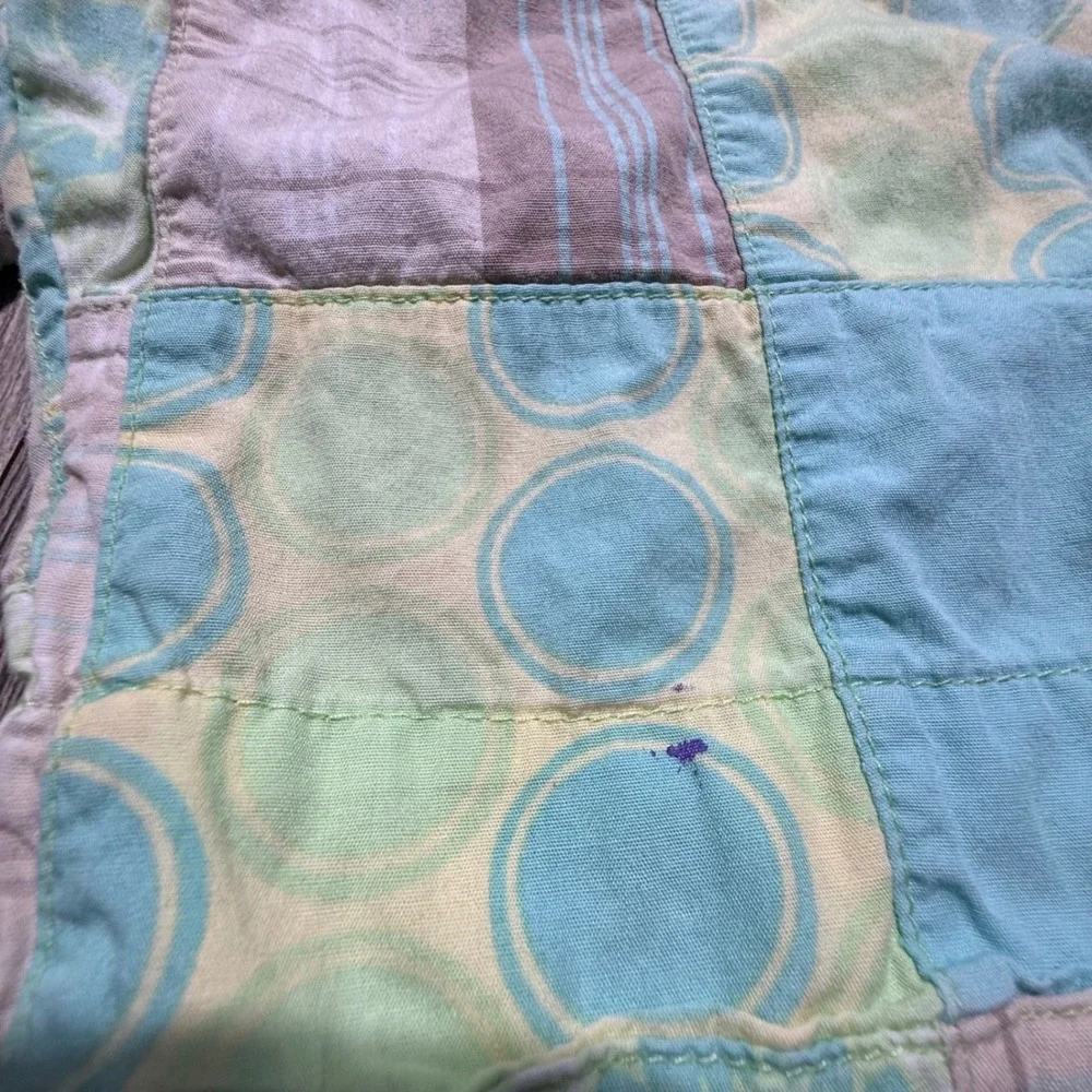 Y2K Justice Patchwork Shorts Turquoise Green Plaid Floral Retro Kidcore 10 Slim